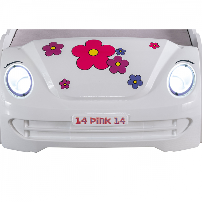 Pat pentru copii masina VOSVOS ECO, cu faruri, lumini led, 90x190 cm - ExpoMob [7]