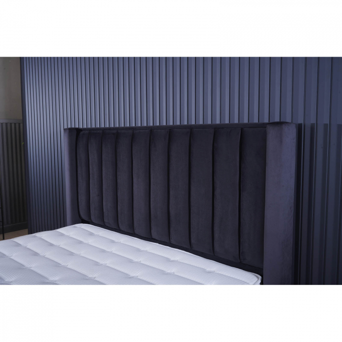 Pat tapitat BLACK, 160x200 cm, lada depozitare, negru -ExpoMob [4]