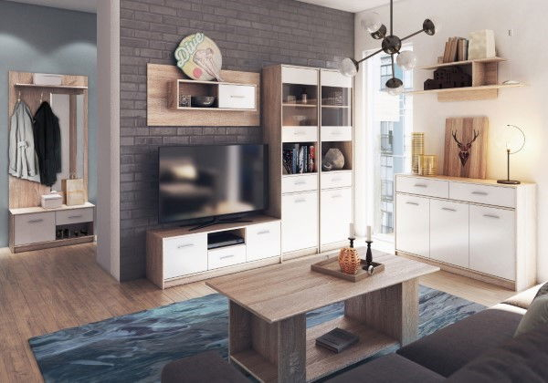 Raft suspendat TIPS, 1 usa, stejar sonoma + alb, 120x23x55 cm [4]