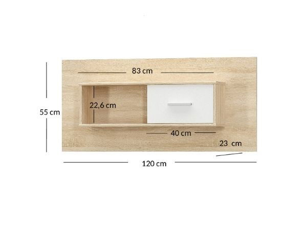 Raft suspendat TIPS, 1 usa, stejar sonoma + alb, 120x23x55 cm [3]