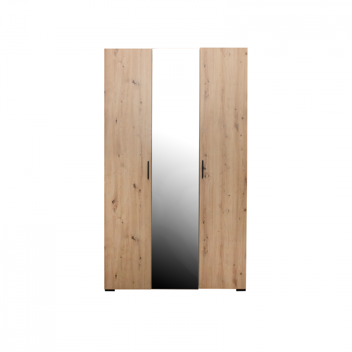 Set dormitor ECONO, 4 piese, pat 140x200 cm, dulap 3 usi, 2 noptiere, artisan + gri antracit - ExpoMob [3]