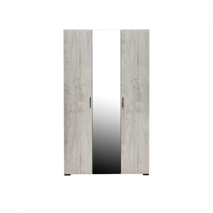 Set dormitor ECONO, 4 piese, pat 140x200 cm, dulap 3 usi, 2 noptiere, pin antichizat + turcoaz - ExpoMob [3]