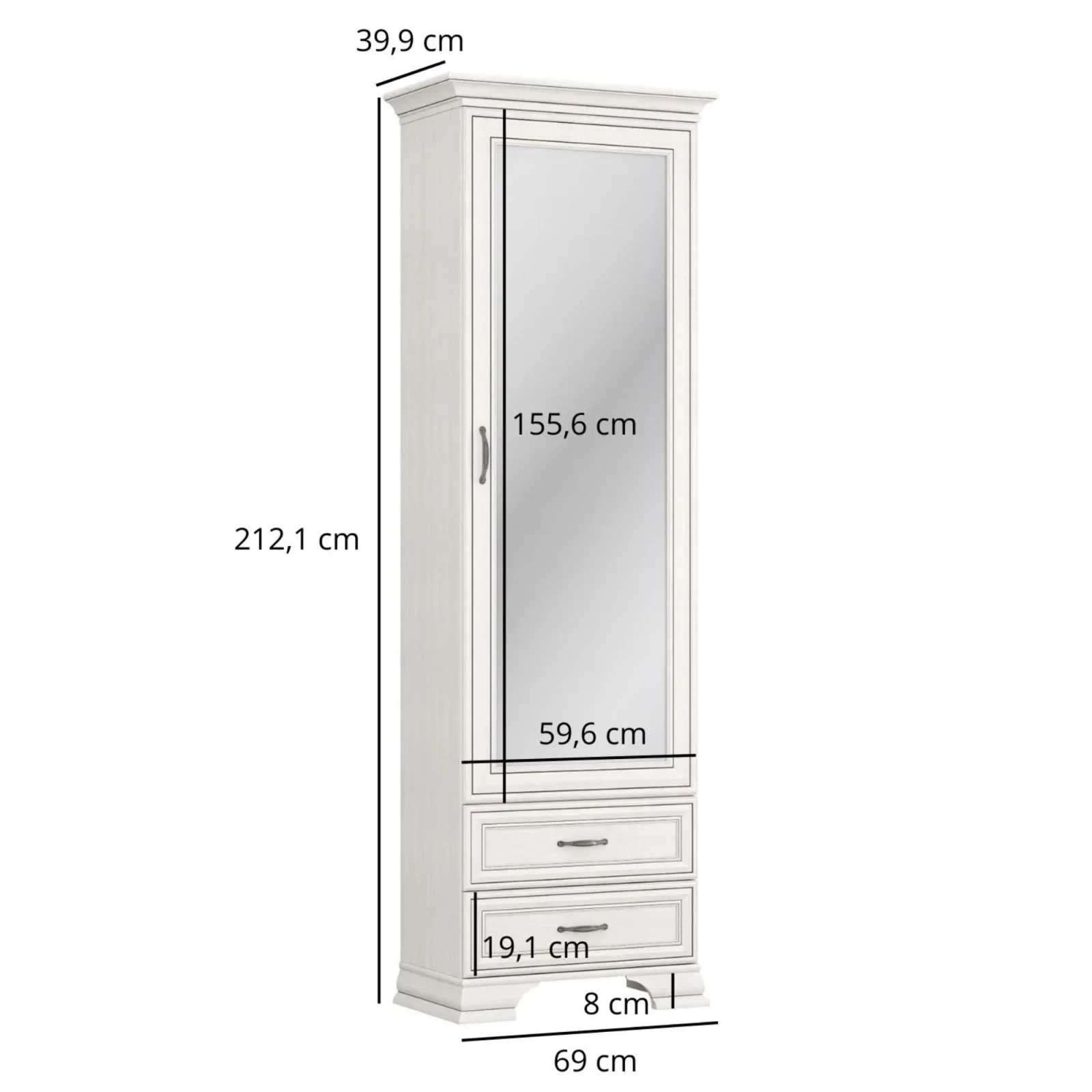 Set hol TIFFANY II, 4 piese, biblioteca 1 usa si 2 sertare, cuier suspendat, pantofare, crem fineline [11]