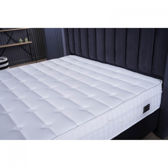 Set Pat tapitat BLACK, 160x200 cm, lada depozitare, negru + Saltea CROWN, cu arcuri, 160x200 cm, H 27 cm - ExpoMob [5]