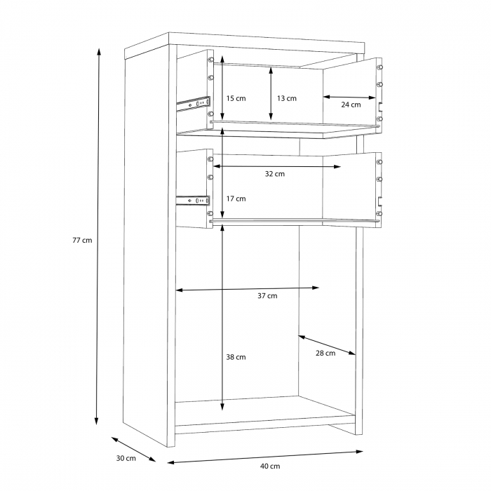 Comoda BEST CHEST SQNK211, 1 usa, 2 sertare, 40x77x29 cm - ExpoMob [6]
