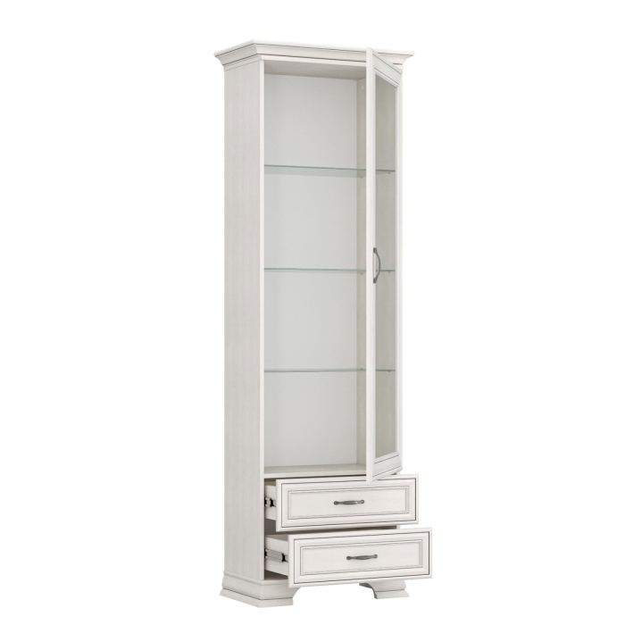 Vitrina cu 1 usa si 2 sertare TIFFANY II, geam, crem fineline, 69x39,9x212,1 cm [3]