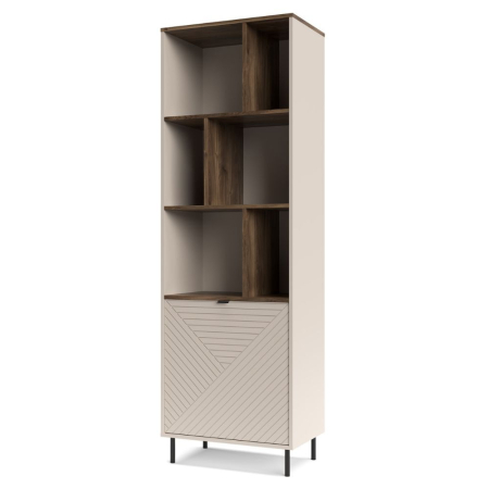 Colectia EVO - Biblioteca deschisa EVO, 1 usa, casmir + stejar castello, 63,4x40x194,6 cm