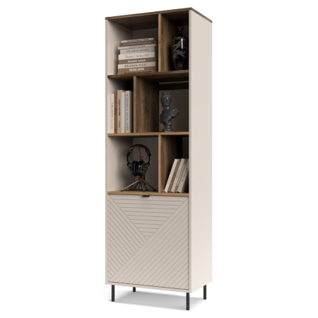 Colectia EVO - Biblioteca deschisa EVO, 1 usa, casmir + stejar castello, 63,4x40x194,6 cm
