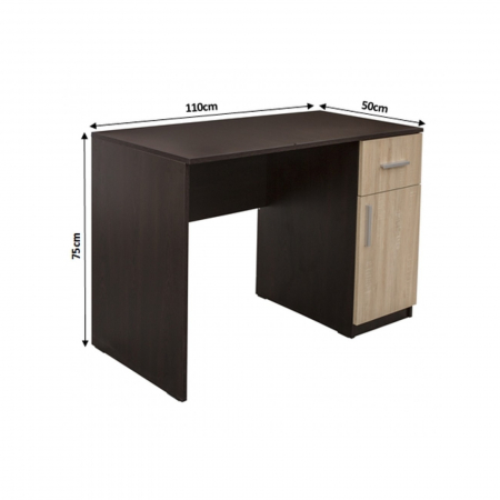 Birou 110 ALMA, cu usa si sertar, sonoma deschis, 110x50x75 cm - ExpoMob [2]