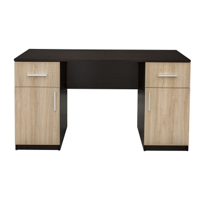 Colectia Alma - Birou ALMA, cu 2 sertare si 2 usi, sonoma inchis + sonoma deschis, 135x50x75 cm - ExpoMob