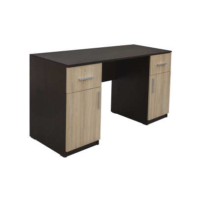 Colectia Alma - Birou ALMA, cu 2 sertare si 2 usi, sonoma inchis + sonoma deschis, 135x50x75 cm - ExpoMob