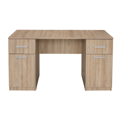 Birou ALMA, cu 2 sertare si 2 usi, sonoma inchis + sonoma deschis, 135x50x75 cm - ExpoMob [1]