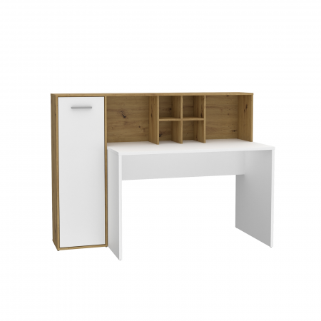 Back to School - Birou ERIADRU - LERBB351-C979, stejar artisan + alb, 158x66x116 cm - ExpoMob