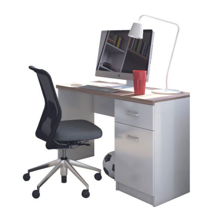 Colectia TOP MIX - Birou TOP MIX, 1 usa, 1 sertar, alb, 120x55x77 cm