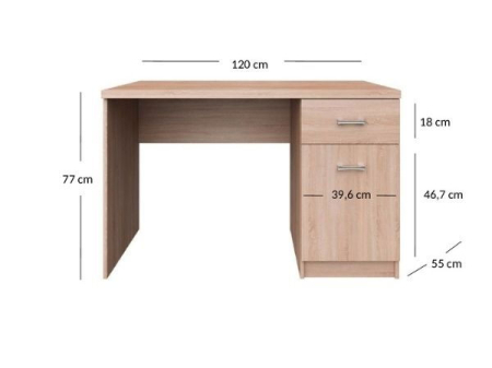 Colectia TOP MIX - Birou TOP MIX, 1 usa, 1 sertar, stejar sonoma, 120x55x77 cm