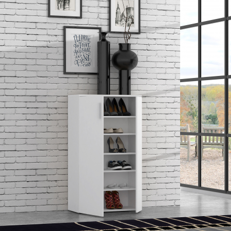 Pantofar BOOTS, cu 2 usi, 6 rafturi, stejar sherwood + alb, 68,9x34,1x120,4 cm - ExpoMob [7]