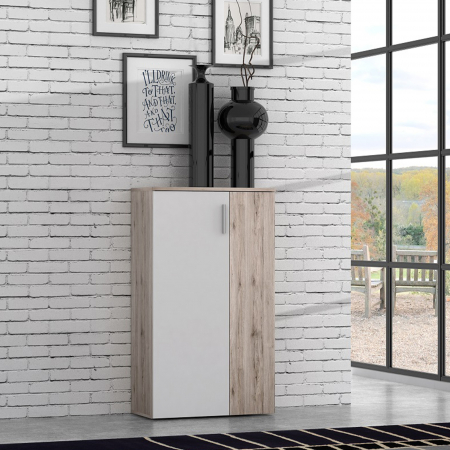 Pantofar BOOTS, cu 2 usi, 6 rafturi, stejar sherwood + alb, 68,9x34,1x120,4 cm - ExpoMob [7]