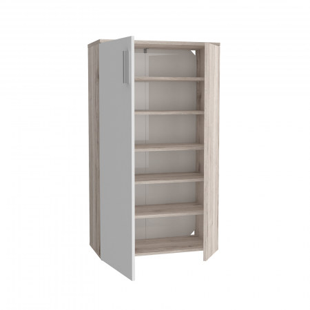 Pantofar BOOTS, cu 2 usi, 6 rafturi, stejar sherwood + alb, 68,9x34,1x120,4 cm - ExpoMob [3]