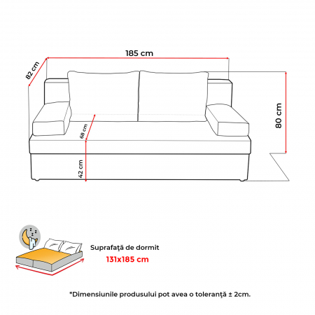 Canapea ANA extensibila, 3 locuri, cu lada depozitare, 185x82x80 cm - ExpoMob [7]