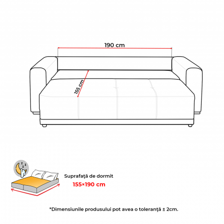 Canapea BERNA extensibila, 3 locuri, cu arcuri si lada depozitare, 238x108x77 cm - ExpoMob [7]