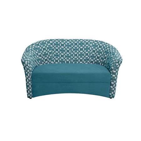 Canapea CAF PRINT fixa, 2 locuri, turcoaz + MZT bleu, 140x65x78 cm