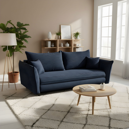 Canapea CAMILLE extensibila, 3 locuri, cu arcuri si lada depozitare, albastru, 238x115x95 cm [7]