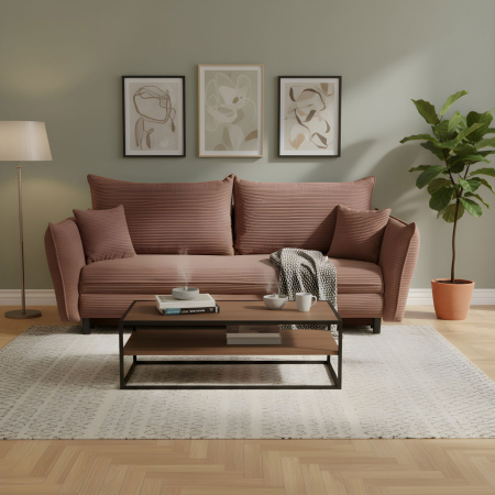 Canapea CAMILLE extensibila, 3 locuri, cu arcuri si lada depozitare, caramiziu, 238x115x95 cm [7]