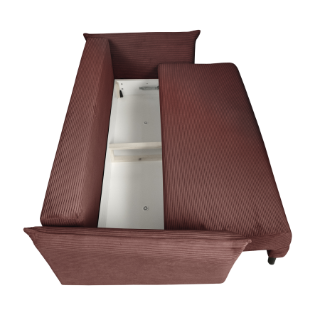 Canapea CAMILLE extensibila, 3 locuri, cu arcuri si lada depozitare, caramiziu, 238x115x95 cm [4]