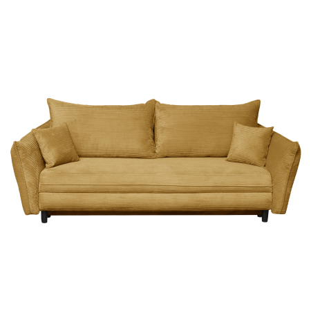 Canapea CAMILLE extensibila, 3 locuri, cu arcuri si lada depozitare, mustar, 238x115x95 cm