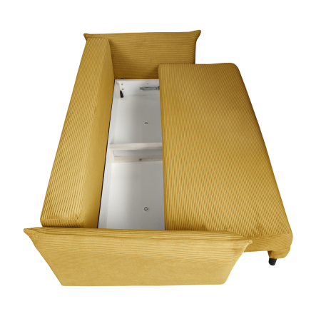 Canapea CAMILLE extensibila, 3 locuri, cu arcuri si lada depozitare, mustar, 238x115x95 cm [4]