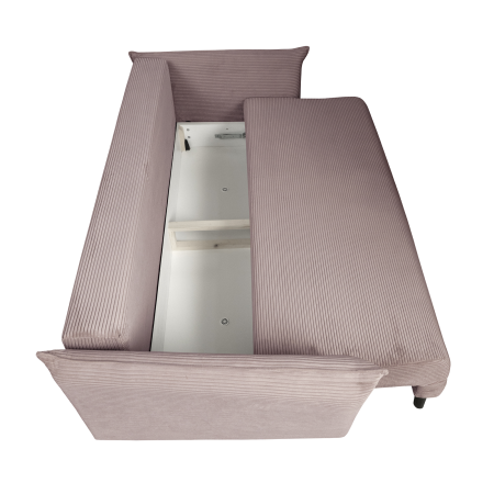 Canapea CAMILLE extensibila, 3 locuri, cu arcuri si lada depozitare, roz pudra, 238x115x95 cm [4]