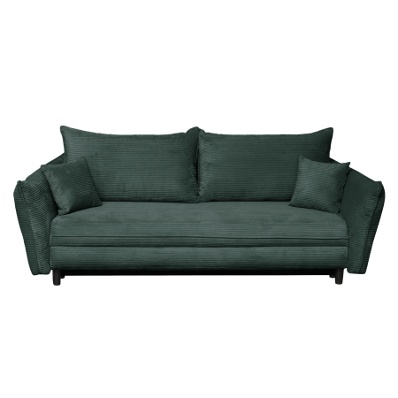Canapea CAMILLE extensibila, 3 locuri, cu arcuri si lada depozitare, verde smarald, 238x115x95 cm