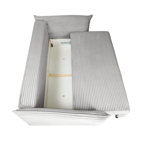 Canapea CAMILLE T extensibila, 3 locuri, cu arcuri si lada depozitare, gri deschis, 238x115x95 cm [4]