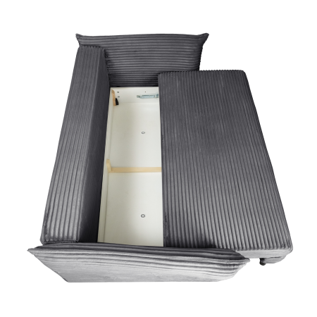 Canapea CAMILLE T extensibila, 3 locuri, cu arcuri si lada depozitare, gri inchis, 238x115x95 cm [4]