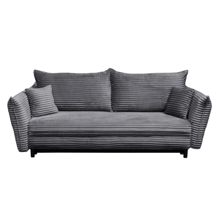 Canapea CAMILLE T extensibila, 3 locuri, cu arcuri si lada depozitare, gri inchis, 238x115x95 cm