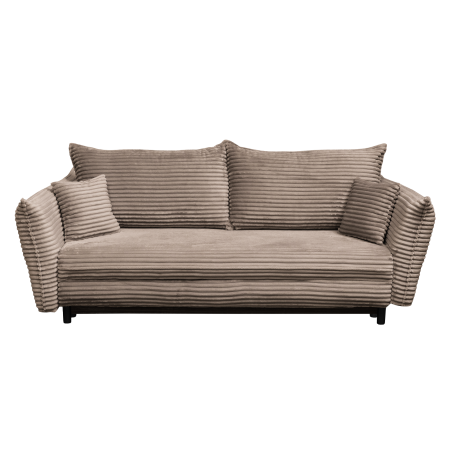 Canapea CAMILLE T extensibila, 3 locuri, cu arcuri si lada depozitare, maro, 238x115x95 cm