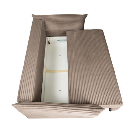Canapea CAMILLE T extensibila, 3 locuri, cu arcuri si lada depozitare, maro, 238x115x95 cm [4]