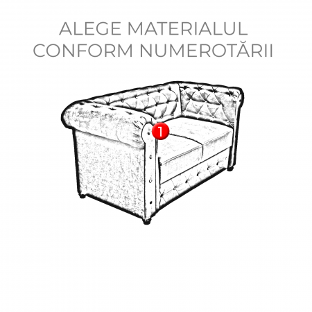 Canapea CHESTERFIELD fixa, 2 locuri, cu arcuri, 168x90x80 cm - ExpoMob [2]