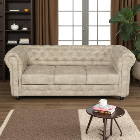 Canapele Fixe - Canapea CHESTERFIELD fixa, 3 locuri, cu arcuri, 205x90x80 cm - ExpoMob