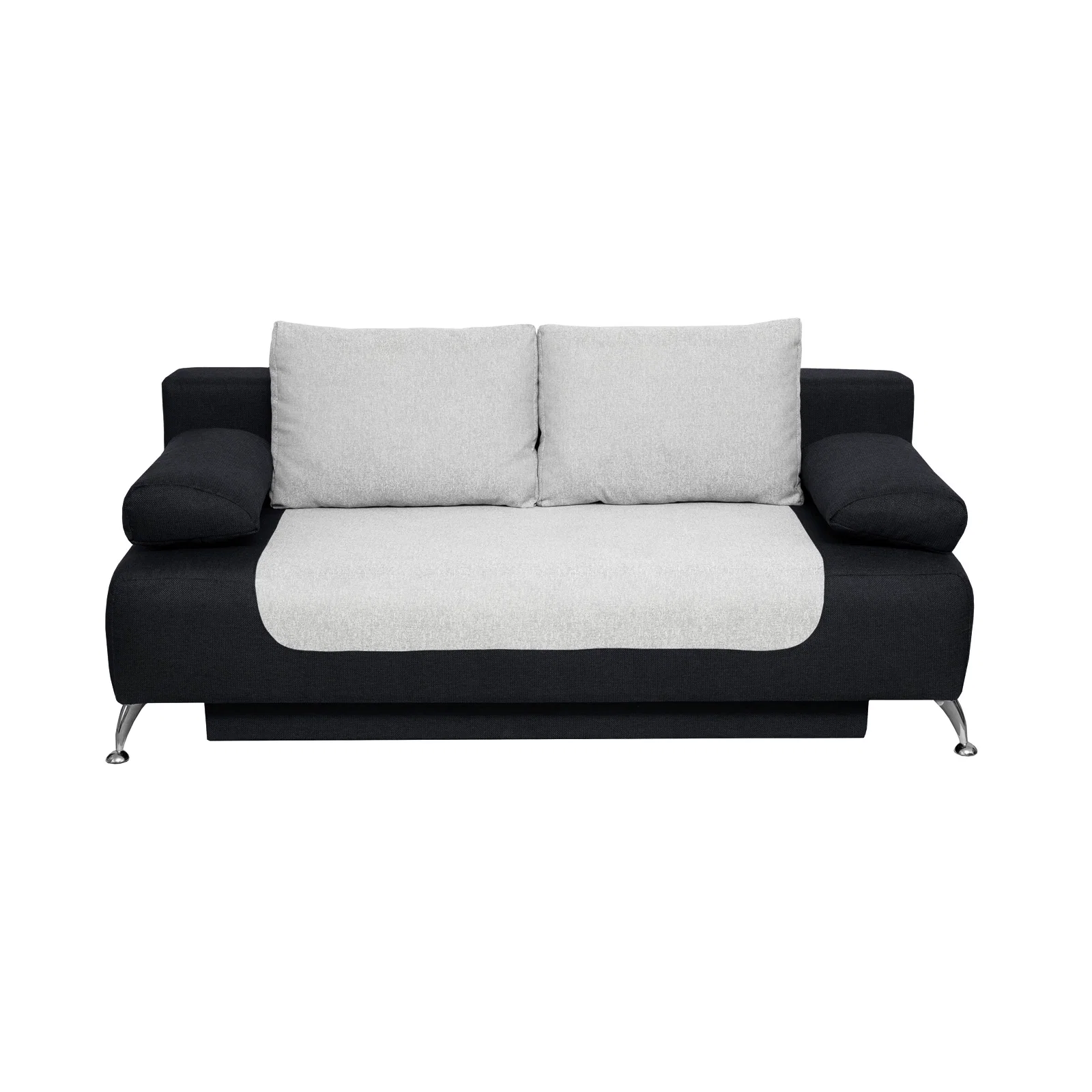 Canapea extensibila DAR195, 3 locuri, cu arcuri si lada depozitare, negru albastrui + gri deschis, 195x98x74 cm
