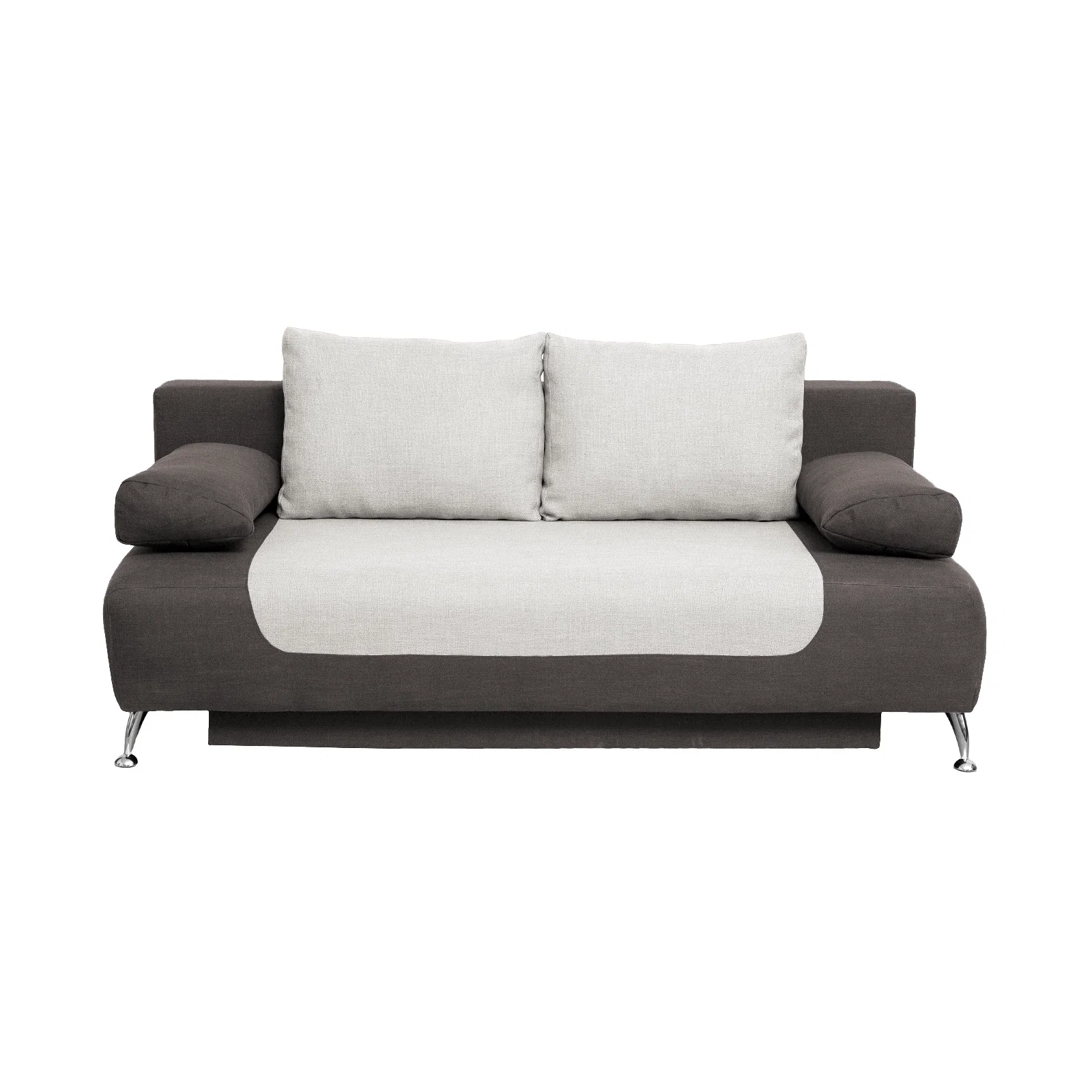 Canapea extensibila DAR195, 3 locuri, cu arcuri si lada depozitare, maro + bej, 195x98x74 cm