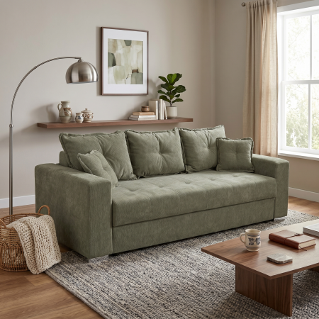 Canapea extensibila ARI235, 3 locuri, cu arcuri, kaki, 235x110x77 cm [1]