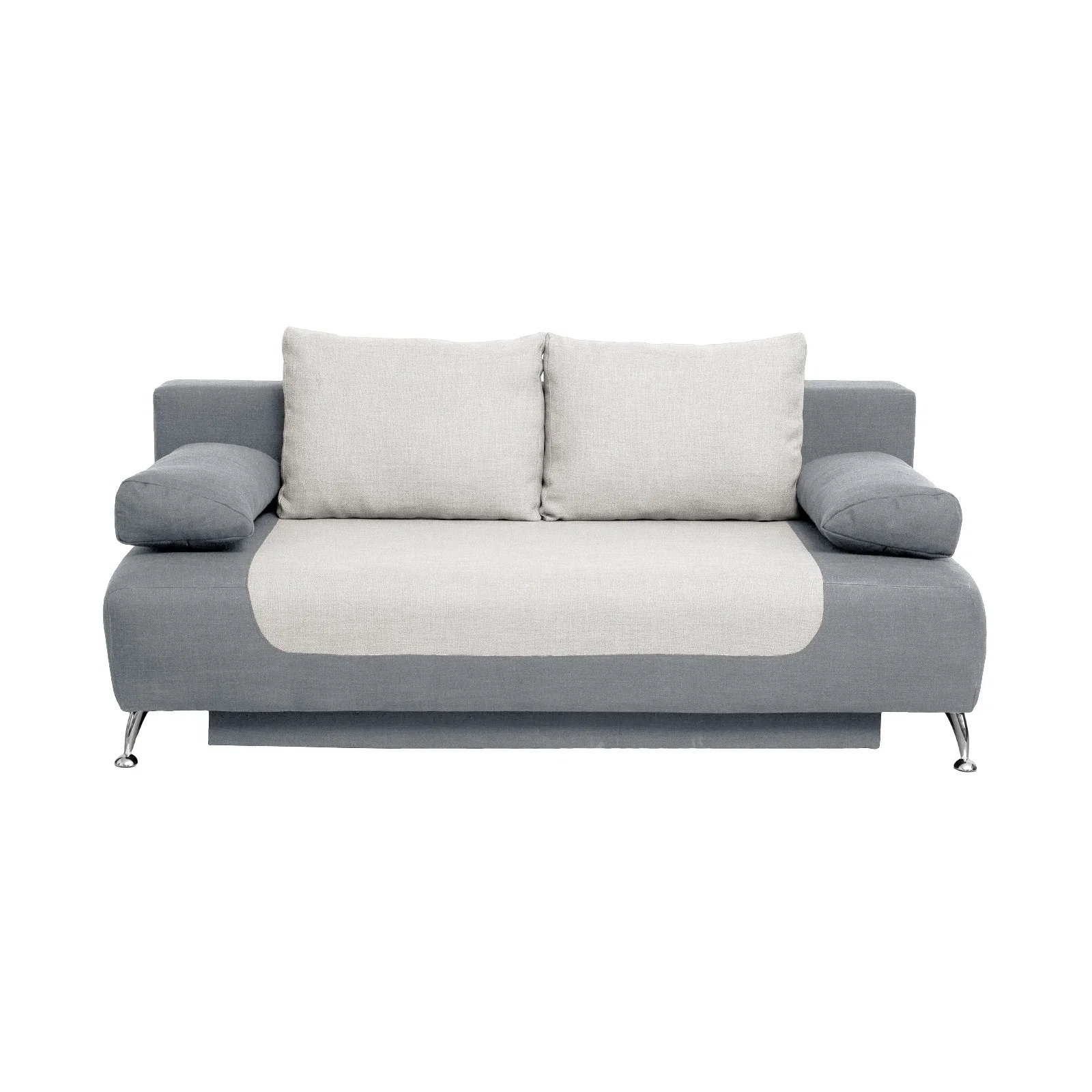 Canapea extensibila DAR195, 3 locuri, cu arcuri si lada depozitare, gri + bej, 195x98x74 cm