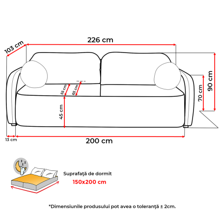 Canapea extensibila NOVA, 3 locuri, cu arcuri si lada depozitare, gri, 226x103x90 cm [5]