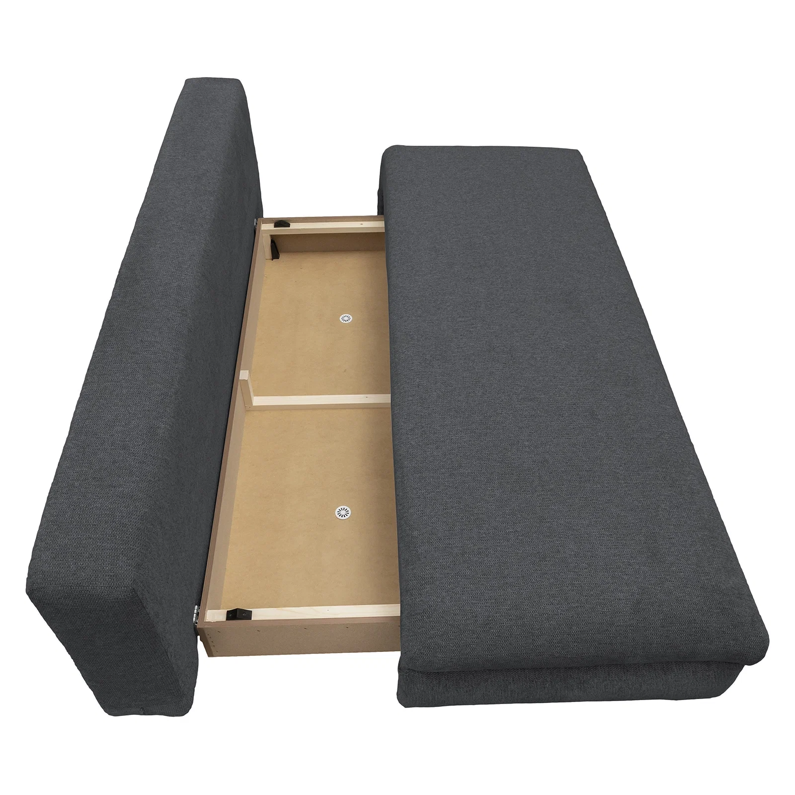 Canapea extensibila OLIMP, 3 locuri, cu arcuri si lada depozitare, gri inchis, 203x100x85 cm [4]