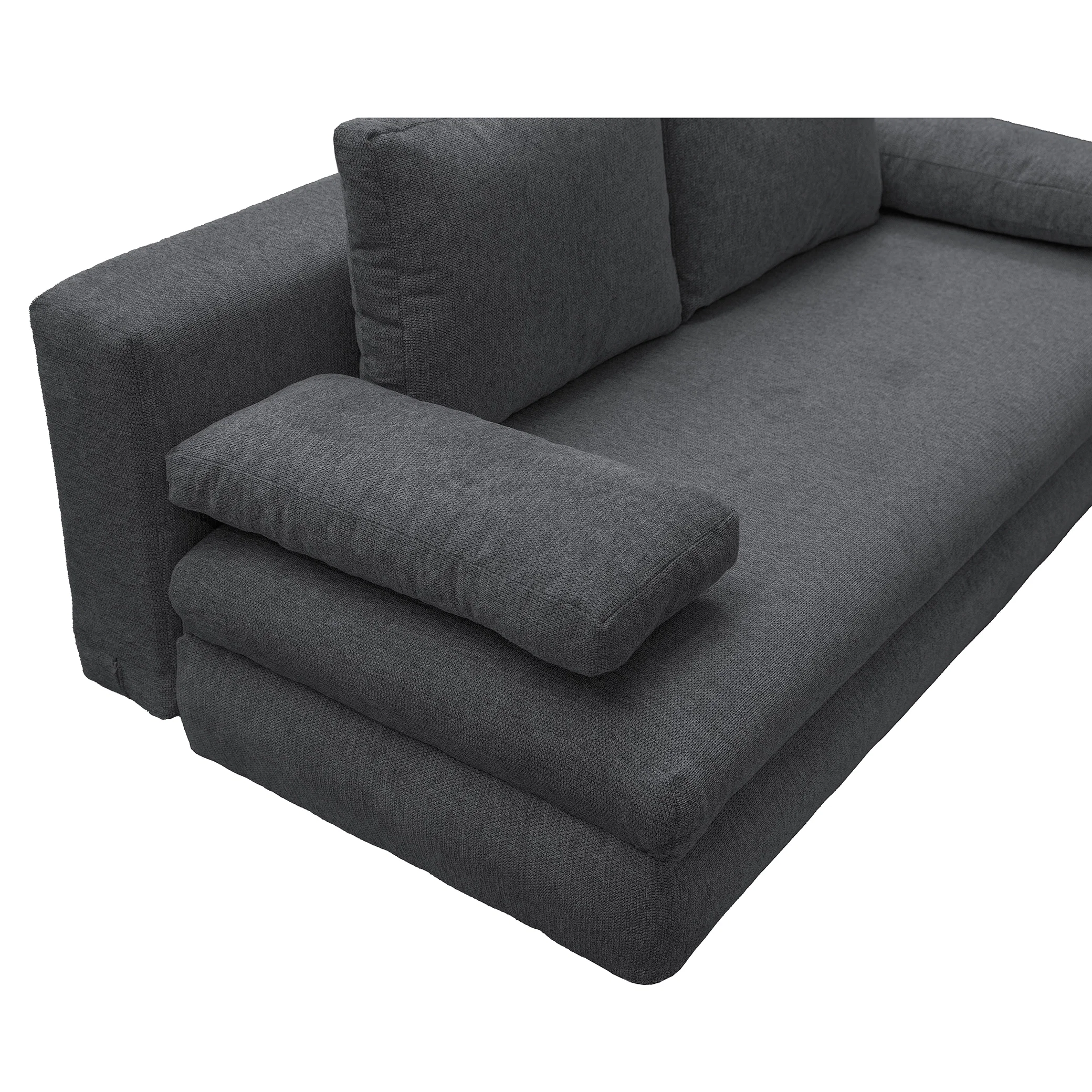 Canapea extensibila OLIMP, 3 locuri, cu arcuri si lada depozitare, gri inchis, 203x100x85 cm [6]