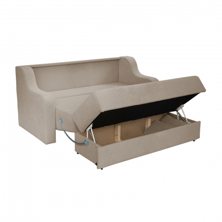 Colectia Gina - Canapea GINA XL II extensibila, 3 locuri, cu arcuri si lada depozitare, crem, 190x100x95 cm