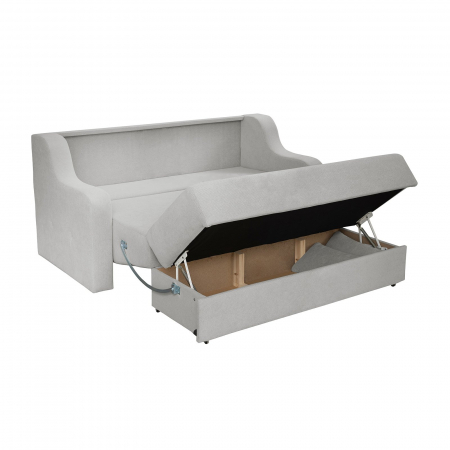 Canapea GINA XL II extensibila, 3 locuri, cu arcuri si lada depozitare, gri deschis, 190x100x95 cm [2]