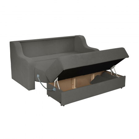 Canapea GINA XL II extensibila, 3 locuri, cu arcuri si lada depozitare, gri inchis, 190x100x95 cm [2]