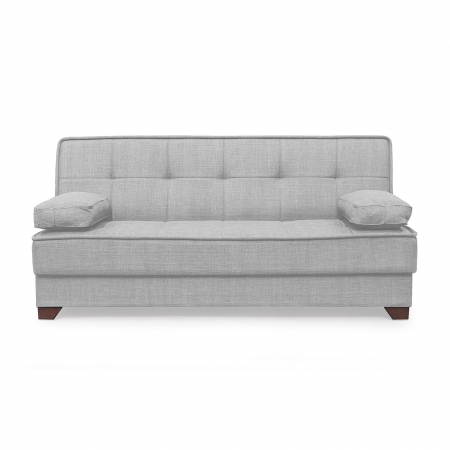 Canapea LEON II extensibila, 3 locuri, cu arcuri si lada depozitare, gri deschis, 190x82x88 cm